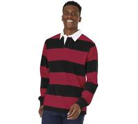 Charles River Apparel Men's Classic Rugby Shirt, Black/Red, Large