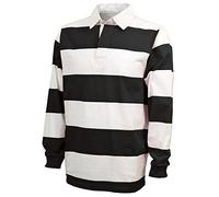 Charles River Apparel Men's Classic Rugby Shirt, Black/White, Medium