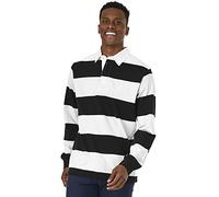 Charles River Apparel Men's Classic Rugby Shirt, Black/White, XL