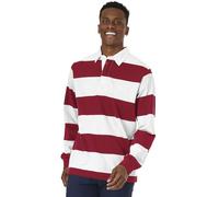 Charles River Apparel Men's Classic Rugby Shirt, Red/White, Medium