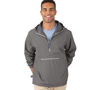 Charles River Apparel Men's Pack-n-go Windbreaker Pullover Hooded Jacket, Gray, 4XL