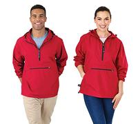 Charles River Apparel Unisex Pack-n-Go Windbreaker Pullover Wind Jacket, red, L