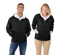 Charles River Apparel Unisex's Classic Windbreaker Pullover Hooded Jacket, Black, XXXXL