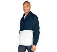 Charles River Apparel Unisex's Pack-N-Go Wind & Water-Resistant Pullover (Reg/Ext Sizes) Rain Jacket, Navy/White, Large