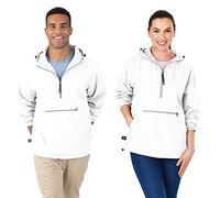 Charles River Apparel Unisex's Pack-N-Go Wind & Water-Resistant Pullover (Reg/Ext Sizes) Rain Jacket, White, Small