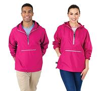 Charles River Apparel Unisex's Pack-n-go Windbreaker Pullover Hooded Jacket, Hot Pink, S