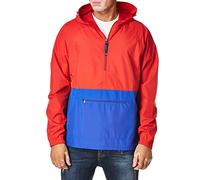 Charles River Apparel Unisex's Pack-N-Go Wind & Water-Resistant Pullover (Reg/Ext Sizes) Rain Jacket, Red/Royal, Large