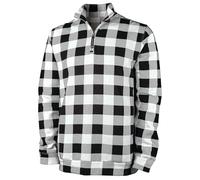 Charles River Apparel Unisex's Printed Crosswind Quarter Zip Sweatshirt, Black/White Check, Large