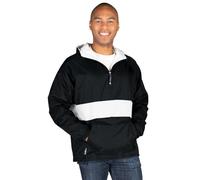 Charles River Apparel Unisex's Wind & Water-Resistant Pullover Rain Jacket (Reg/Ext Sizes) Windbreaker, Black/White, Medium