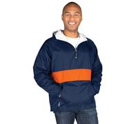 Charles River Apparel Unisex's Wind & Water-Resistant Pullover Rain Jacket (Reg/Ext Sizes) Windbreaker, Navy/Orange, XXL