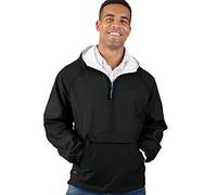 Charles River Apparel Wind & Water-Resistant Pullover Rain Jacket (Reg/Ext Sizes) - black - XXL