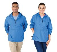 Charles River Apparel Women's Pack-n-go Windbreaker Pullover Hooded Jacket, Columbia Blue, S