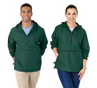 Charles River Apparel Women's Pack-n-go Windbreaker Pullover Hooded Jacket, Forest, S