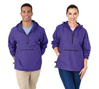 Charles River Apparel Women's Pack-n-go Windbreaker Pullover Hooded Jacket, Purple, S