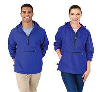 Charles River Apparel Women's Pack-n-go Windbreaker Pullover Hooded Jacket, Royal, M
