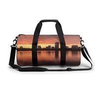 Charles River City Skyline Sunset Gym Bag Sport Gym Tote Bag Lightweight Duffle Bag Carry On Weekender Bags for Women Men, white, 17.7in/9in/9in