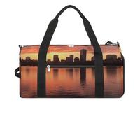 Charles River City Skyline Sunset Gym Bag Sport Gym Tote Bag Lightweight Duffle Bag Carry On Weekender Bags for Women Men, white, One Size