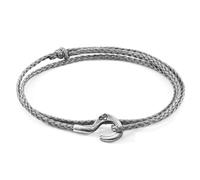Anchor & Crew Classic Grey Charles Silver and Rope SKINNY Bracelet - Gift Wrapped (Paper & Bow) +£1.50