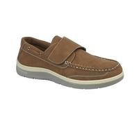 CHARLES SOUTHWELL Men's Wide Fit Faux Leather Touch & Close Slip On Or Lace Up Casual Lightweight Comfort Boat Deck Shoes (Brown Strap, UK Footwear Size System, Adult, Men, Numeric, Medium, 12)