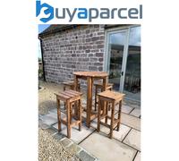 Charles Taylor 4 Seater Wooden Alfresco Bar Counter Table & Bar Stool Set Garden