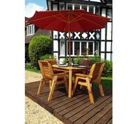 Charles Taylor 4 Seater Wooden Rectangular Dining Table & Chairs Set Red Cushion