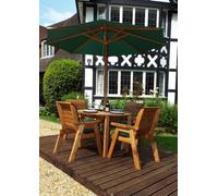 Charles Taylor 4 Seater Wooden Round Dining Table & Chairs Set Green Cushion