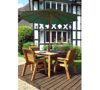 Charles Taylor 4 Seater Wooden Square Dining Table & Chairs Set Green Cushion