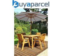 Charles Taylor Trading Charles Taylor 4 Seater Wooden Square Dining Table & Chairs Set Grey Cushion