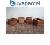 Charles Taylor 4 x Wooden Raised Square Planter Beds Pots