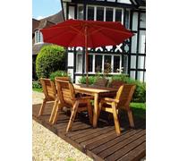Charles Taylor 6 Seater Wooden Rectangular Dining Table & Chairs Set Red Cushion