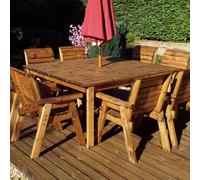 Scandinavian Redwood Garden Patio Dining Set by Charles Taylor - 8 Seats Burgundy Cushions