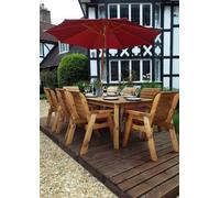 Charles Taylor 8 Seater Wooden Rectangular Dining Table & Chairs Parasol Red