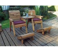 Charles Taylor Deluxe Wooden Straight 2X Chair Lounger & Footstool Red Cushion