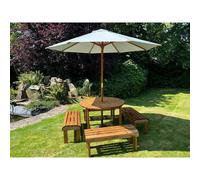 Charles Taylor Eight Seater Garden Furniture Round Table Set - L230xW230xH80 cm in Light Brown Charles Taylor Light Brown