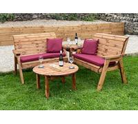 Charles Taylor Four Seater Balmoral Corner Set C/w Round Coffee - L190 X W178 X H98 Cm - Burgundy