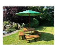 Charles Taylor Knights Eight Seater Garden Furniture Round Table Set- Fully Assembled in Light Brown Charles Taylor Light Brown