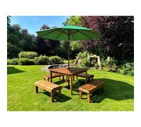 Charles Taylor Knights Eight Seater Garden Furniture Table Set - Fully Assembled in Light Brown Charles Taylor Light Brown