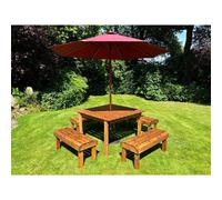 Charles Taylor Knights Eight Seater Garden Furniture Table Set - Fully Assembled in Light Brown Charles Taylor Light Brown