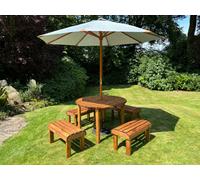 Charles Taylor Knights 4 Seater Round Garden Dining Bench Set - Brown - Wilko