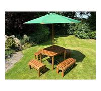 Charles Taylor Knights Six Seater Garden Furniture Rectangular Set - Fully Assembled in Light Brown Charles Taylor Light Brown