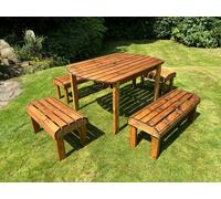 Charles Taylor Trading Knights Six Seater Rectangular Table Set in Brown Charles Taylor Trading Brown