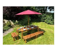 Charles Taylor Knights Ten Seater Garden Furniture Table Set -Fully Assembled in Light Brown Charles Taylor Light Brown