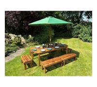 Charles Taylor Knights Ten Seater Garden Furniture Table Set - Fully Assembled in Light Brown Charles Taylor Light Brown