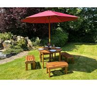 Charles Taylor Knights Wooden Garden 4 Seat Round Dining Table Set Burgundy