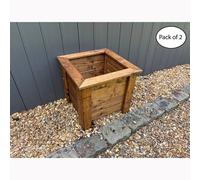 Charles Taylor Multi Pack of 2 - Prestbury Raised Square Large Planter - Timber in Light Brown Charles Taylor Light Brown