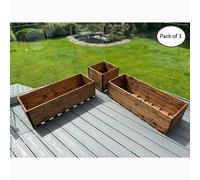 Charles Taylor Multi Pack of 3 - Berwick Corner Wooden Planter Set in Light Brown Charles Taylor Light Brown
