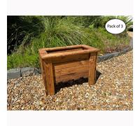 Charles Taylor Multi Pack of 3 - Prestbury Raised Rectangular Regular Trough - Timber in Light Brown Charles Taylor Light Brown