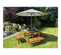 Charles Taylor Six Seater Garden Furniture Rectangular Set - L290xW245xH80 cm in Light Brown Charles Taylor Light Brown