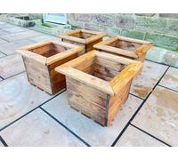 Charles Taylor Trading 4 X Charles Taylor Wooden Regular Square Trough Planter Flower Shrub Tree Pot