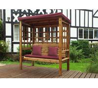 Charles Taylor Trading Bramham Three Seat Arbour - W172 X D82 X H196 Cm - Fully Assembled - Burgundy Cushion And Roof Cover Included